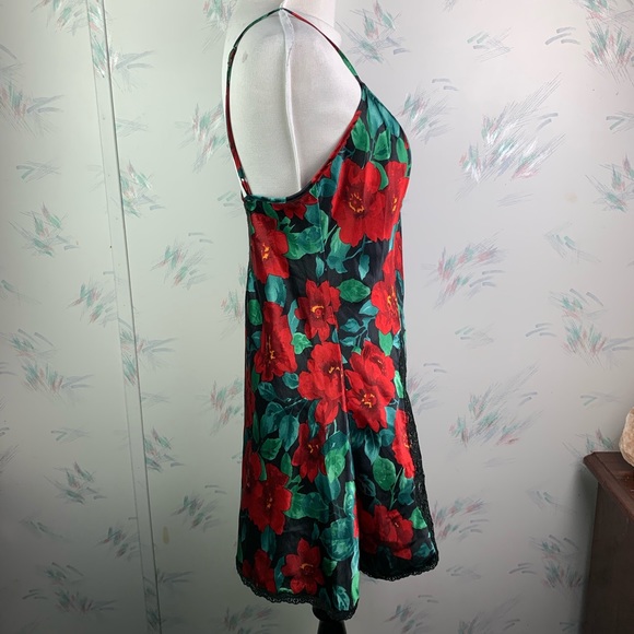Victoria’s Secret Vintage Chemise Red Green Floral - Picture 4 of 7